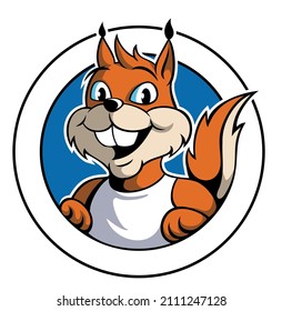 Cartoon style funny squirrel character, funny animal logo, mascot design concept, isolated on white background.