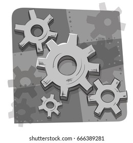 cartoon style gears and cogs