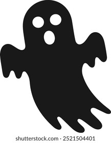 Ícone fantasma de estilo de desenho animado. Ícone de fantasma preto, silhueta de fantasma, Ícone de livro