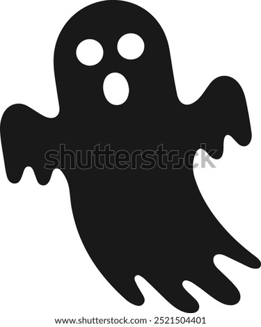 Cartoon style ghost icon. Black ghost icon, ghost silhouette, Boo icon