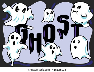 cartoon style ghosts