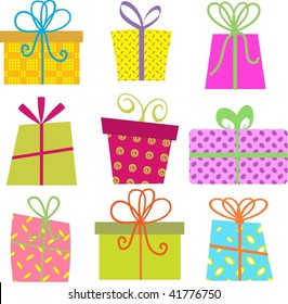 Cajas de regalo de estilo de dibujos animados