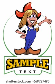 Cartoon style girl in traditional dutch clothing and auto repair work wear