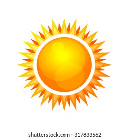 Cartoon Style Glossy Sun Icon. Vector