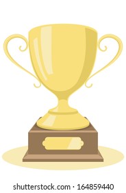 Cartoon style gold winner's cup. Vector illustration.