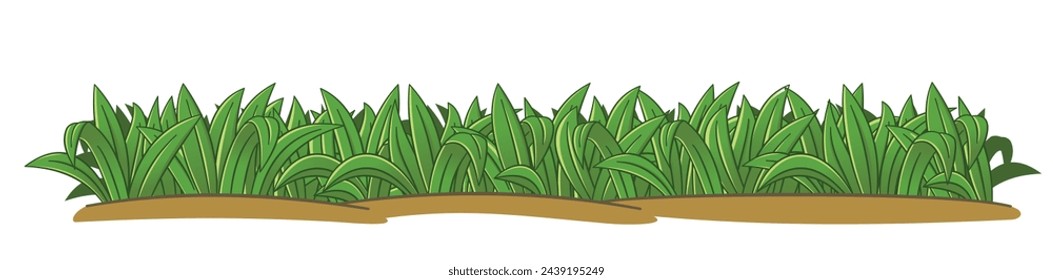 Cartoon style grass clump for foreground decoration isolated on white background vector illustration