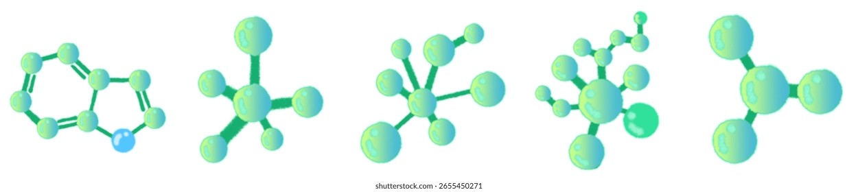 Cartoon Style Green Molecular Structure for Science Education and Chemistry Illustration