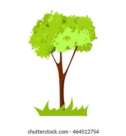Cartoon style Green tree icon isolated on white background. Can be used like design element. Vector Illustration.