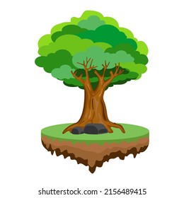 cartoon style green trees on a white background Illustrations and can use like design element. Green tree flat art vector illustration, colorful design. ecology element, biology icon.