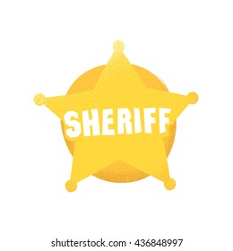 Cartoon style grunge american western sheriff badge isolated vector illustration