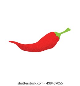 Cartoon style grunge red chili pepper isolated vector illustration