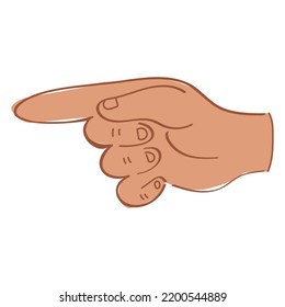 Cartoon style hand with pointing finger.