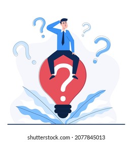 Cartoon style. I have no idea, I have questions, I can find answers from the anything. Many questions and no answer. flat illustration vector design 