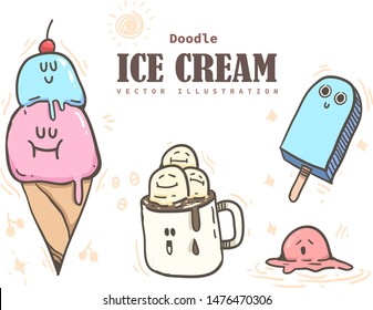 A cartoon style ice cream,  vector illustration