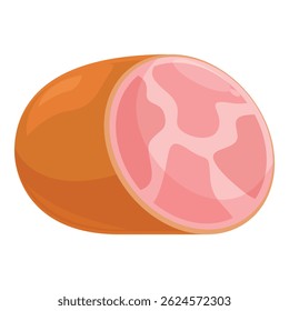 Ícone estilo de desenho animado de presunto defumado apetitoso, produto de carne tradicional para sanduíche de café da manhã ou jantar festivo