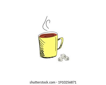 Cartoon style. Icon of a coffee Cup. Vector illustration.
