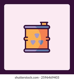Cartoon style icon depicting a barrel with radiation warning sign