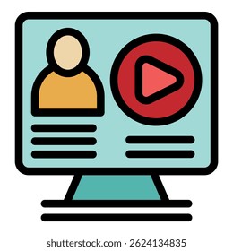 Cartoon style icon depicting the profile of an online video blogger, as shown on a computer screen
