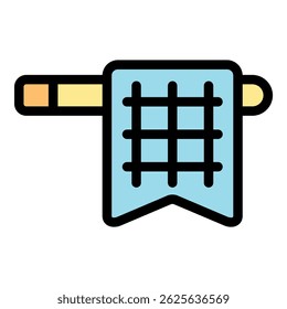 Cartoon style icon of a fishing net for catching fish