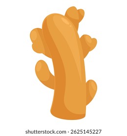 Cartoon style icon of a ginger root growing, a healthy aromatic spice used in cooking and herbal medicine