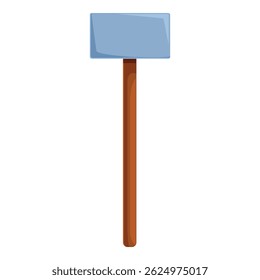 Ícone de estilo de desenho animado de um martelo pesado com alça de madeira em pé, isolado no fundo branco
