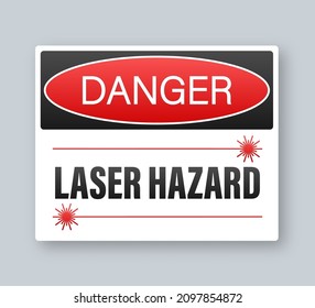 Cartoon style icon with laser hazard. Vector icon. Vector graphic.