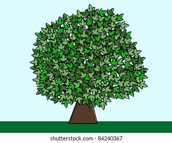 Cartoon Style Illustrated Tree - Retro Style Vector Illustration. (high resolution JPEG also available).