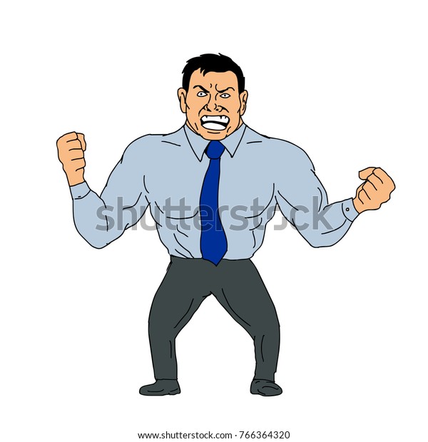 Cartoon Style Illustration Angry Businessman Clenched Stock Vector ...