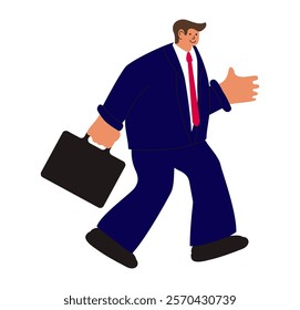 Cartoon style illustration of businessman in business suit. Business, finance, professional activity. Can be used for presentations, reports, training materials. Vector illustration