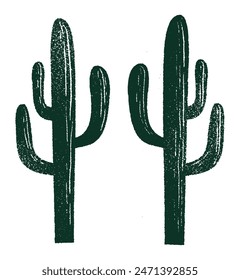 Cartoon style illustration of a cactus tree silhouette. Isolated on white background.