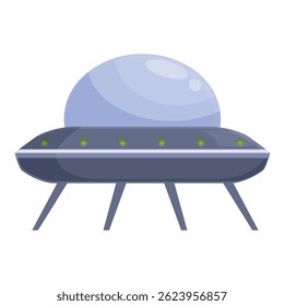 Cartoon style illustration of a classic ufo spaceship hovering