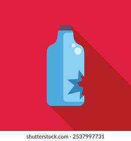 Illustration de style dessin animé avec une bouteille en verre brisé, mettant l'accent sur le concept de fragilité et de dommage