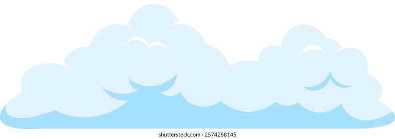 Cartoon style illustration featuring light blue cumulus clouds gently floating in a bright white sky, evoking a serene and dreamy atmosphere perfect for capturing tranquility