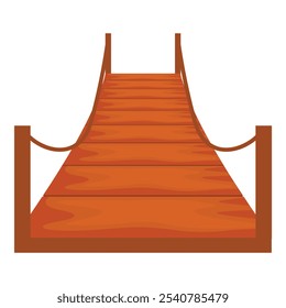 Cartoon style illustration featuring a sturdy wooden bridge with rope railings, inviting viewers to embark on a journey
