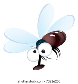 Cartoon style illustration of a fly. Vector illustration on white