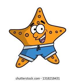 Cartoon Style Illustration Friendly Starfish Character Stock Vector ...