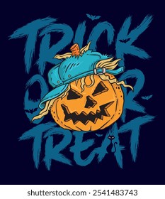 Cartoon style illustration of a Halloween pumpkin. Casual art for prints, decoration and other uses.