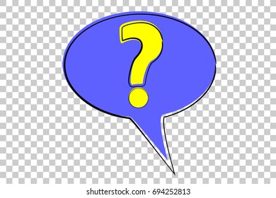 Cartoon Style Illustration of looking for answer. Question Mark at Bubble Chat, at Tranparent Effect Background