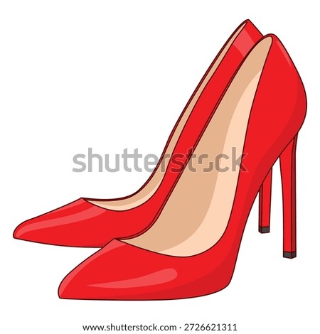 Cartoon style illustration of a pair of red high heels