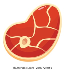 Cartoon style illustration of a raw red piece of meat, perfect for projects related to butchery, food, and cooking