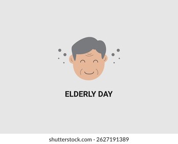 a cartoon style illustration of a smiling elderly man face with gray hair