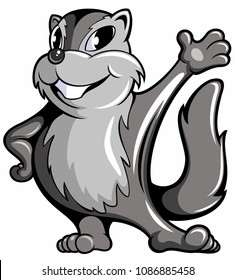 Cartoon Style Japanese Dwarf Flying Squirrel, Cartoon Character.