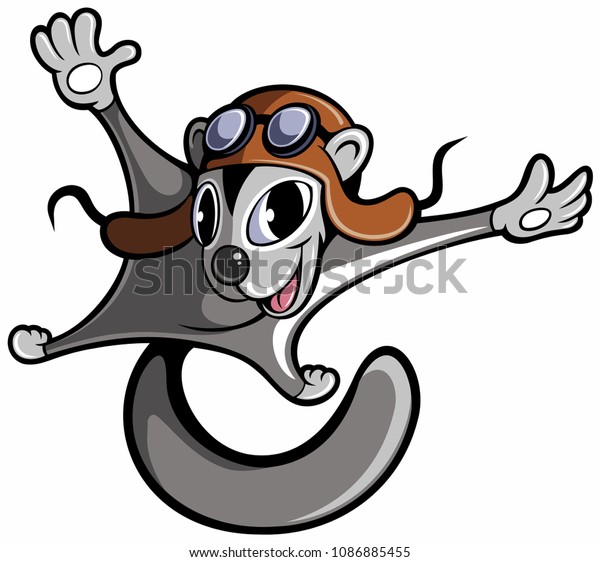 Cartoon Style Japanese Dwarf Flying Squirrel Stock Vector Royalty Free 1086885455