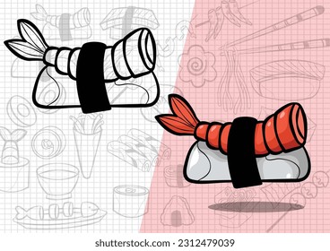 cartoon style japanese food illustration