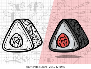cartoon style japanese food illustration