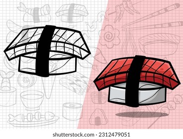 cartoon style japanese food illustration
