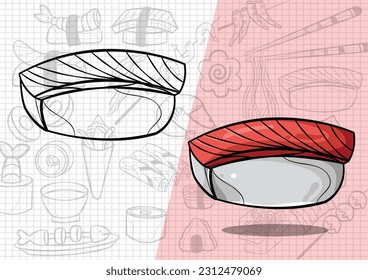 cartoon style japanese food illustration