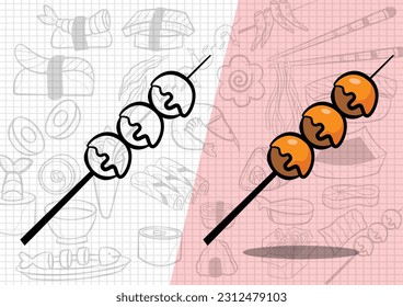 cartoon style japanese food illustration