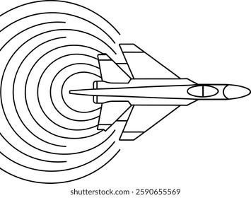 Cartoon Style Jet Fighter Airplane Outline for Kids' Coloring