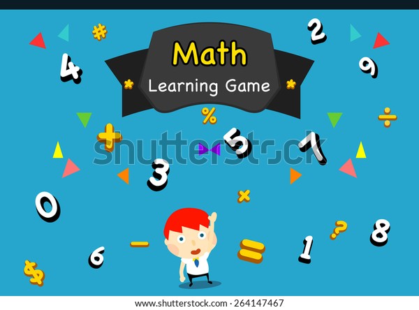 Cartoon Style Kid Learning Math Symbols Stock Vector (Royalty Free ...